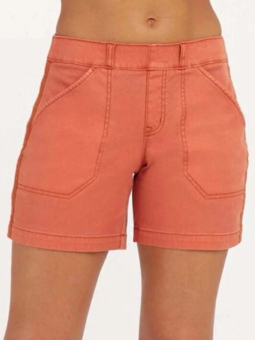 Spanx Stretch Twill Pull - On Shorts in Spiced Orange! Size L
